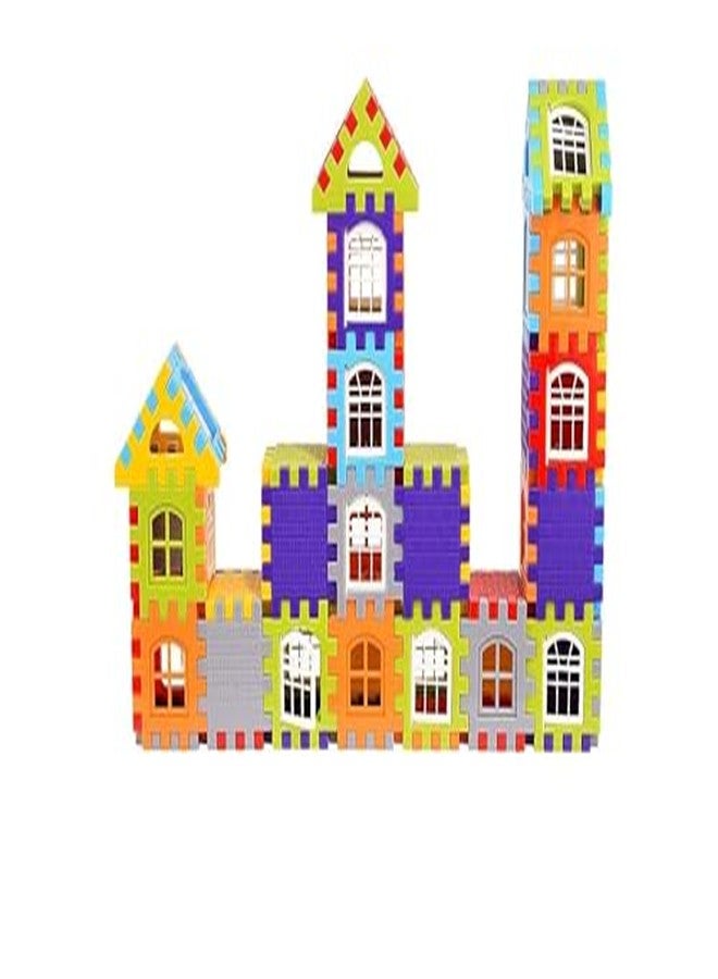 Mahi Enterprise House Building Blocks Set - 72-Piece Educational Construction Toy with Windows for Kids (Multicolor) - Image 1